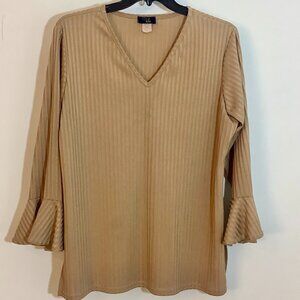 Tunic Top V Neck 3/4 Sleeve Rag